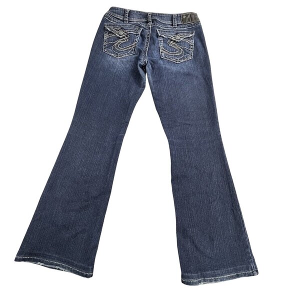 Silver Jeans Womens 31x30 Suki Surplus Boot Denim Blue Light Flap Pockets Pants - Picture 2 of 13